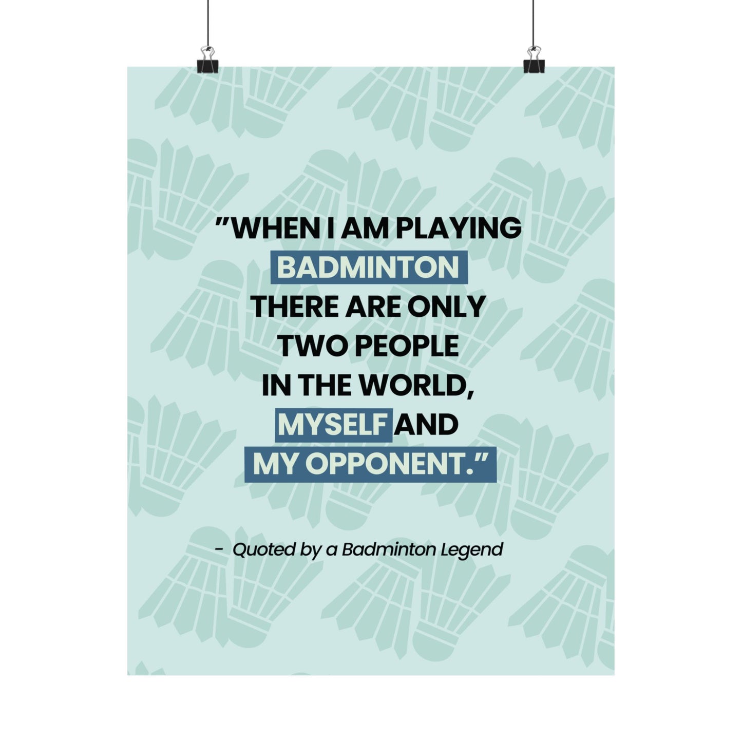 Motivational Badminton Quote Poster – Light Blue Wall Art (40×50 cm / 45×60 cm)