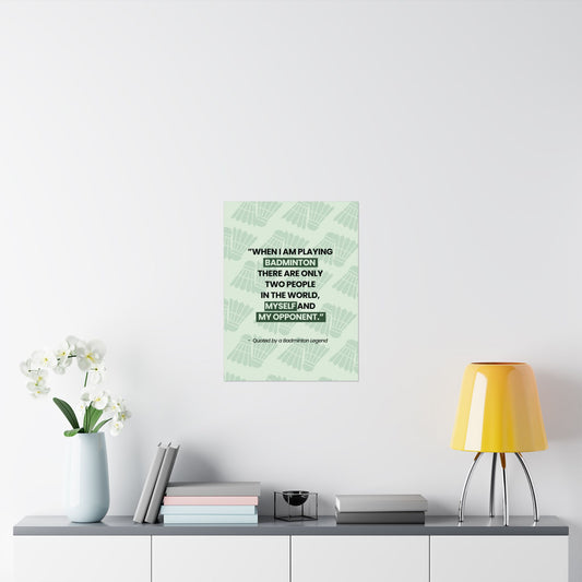 Motivational Badminton Quote Poster – Light Green Wall Art (40×50 cm / 45×60 cm)