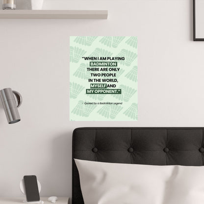 Motivational Badminton Quote Poster – Light Green Wall Art (40×50 cm / 45×60 cm)
