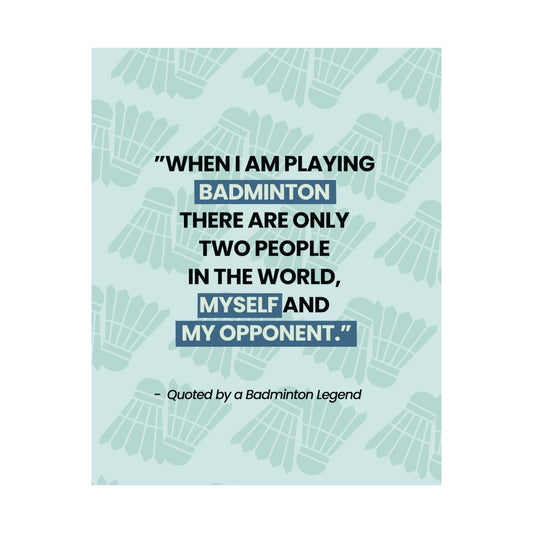 Motivational Badminton Quote Poster – Light Blue Wall Art (40×50 cm / 45×60 cm)