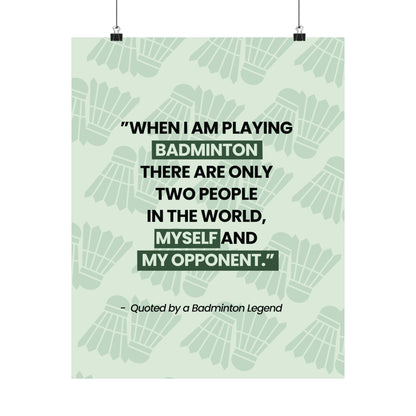 Motivational Badminton Quote Poster – Light Green Wall Art (40×50 cm / 45×60 cm)