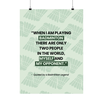 Motivational Badminton Quote Poster – Light Green Wall Art (40×50 cm / 45×60 cm)