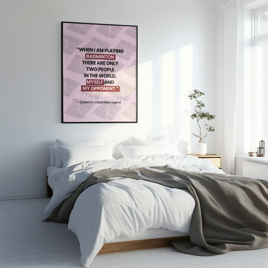 Motivational Badminton Quote Poster – Light Pink Wall Art (40×50 cm / 45×60 cm)