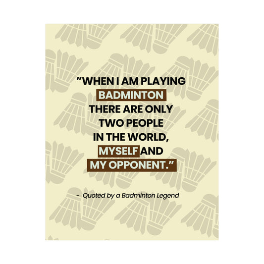 Motivational Badminton Quote Poster – Yellow Satin Wall Art (40×50 cm / 45×60 cm)