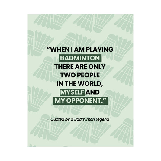 Motivational Badminton Quote Poster – Light Green Wall Art (40×50 cm / 45×60 cm)
