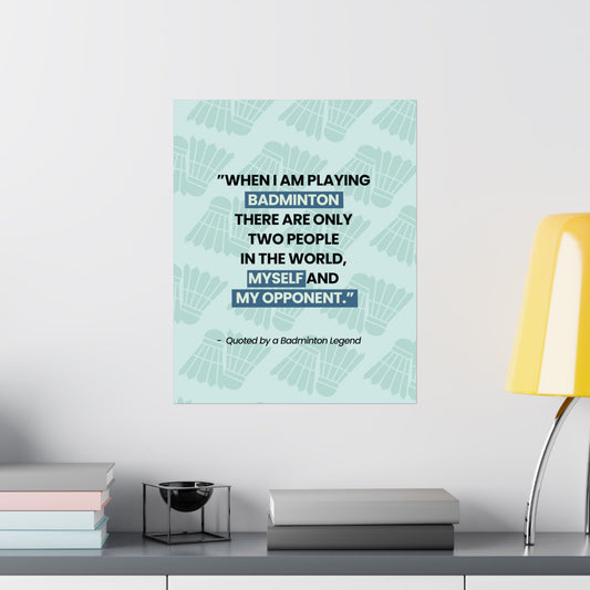 Motivational Badminton Quote Poster – Light Blue Wall Art (40×50 cm / 45×60 cm)